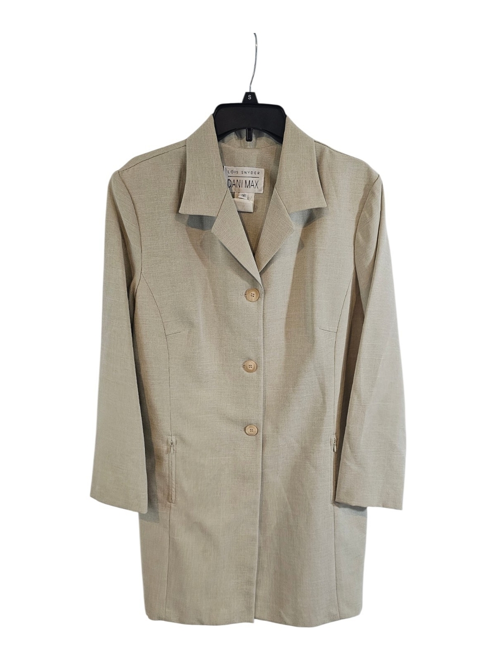 Lois Snyder Dani Max Size 16 Beige Women's Two-Piece Pant Suit Jacket & Trousers - Picture 3 of 7